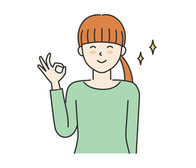 Woman showing ok sign, vector illustration