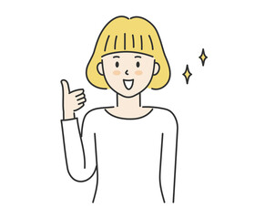 Woman showing thumbs up sign, vector illustration