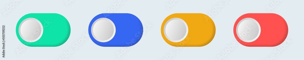 Poster realistic toggle switch icon. on and off toggles switch button modern interface.