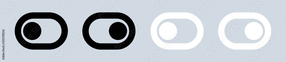 Poster toggle switch icon. black and white on off toggles button vector collection. interface design for we