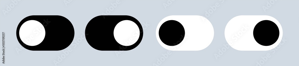 Poster toggle switch icon. black and white on off toggles button vector collection. interface design for we