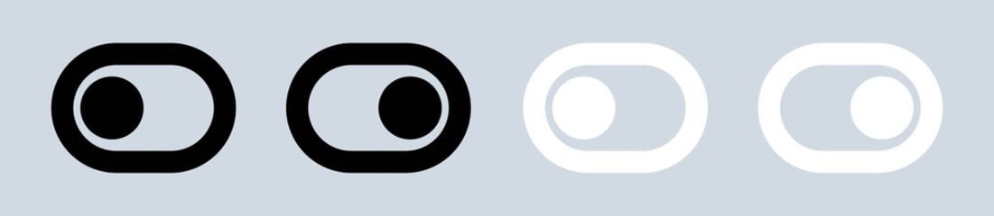 Toggle switch icon. black and white on off toggles button vector collection. Interface design for web and app.