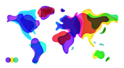 Liquid Shaped World Map. Lava lamp continents.