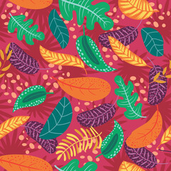 background with tropical plants, flowers and leaves. seamless pattern. vector image. for printing on fabrics, paper cups, wrapping paper, phone cases. 