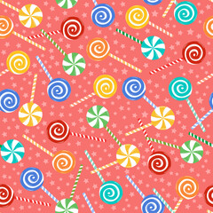multi-colored caramel candies. seamless pattern. vector image. for printing on wrapping paper, gift boxes, for decorating birthdays