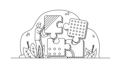 minimalist line art illustration design, flat design illustration,  web illustration design, line art design