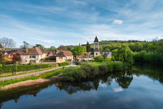 A french village Saint-Leon-sur-Vezere located in southwest France. High quality photo