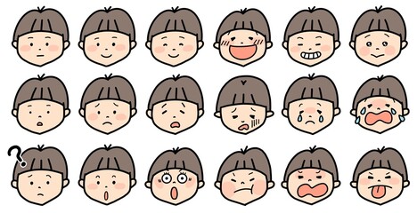 男の子の表情アイコン（カラー）