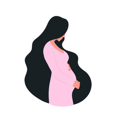 Vector Pregnant Woman Illustration, Minimalistic Icon Isolated on White Background, Pregnancy Concept Flat Design Graphic Art Template.