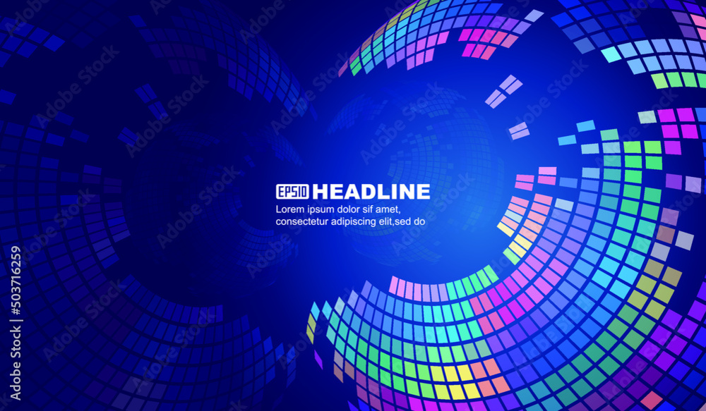 Poster multicolored rotating blocks of science fiction scene vector background