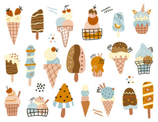 Hand drawn ice cream collection.