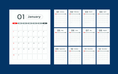 Vertical Calendar 2022 Monthly, design template, vector illustration.
