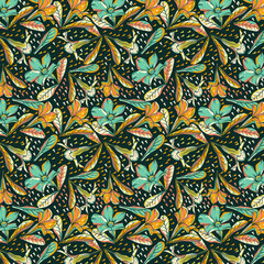 colorful floral abstract seamless pattern, contemporary pattern for textile.