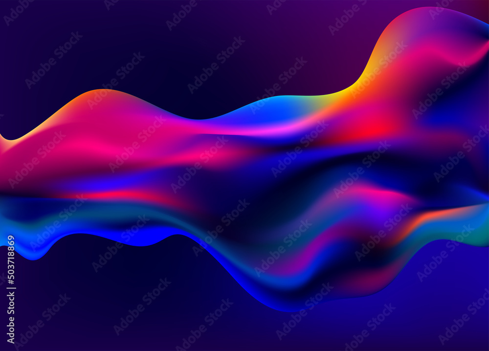 Poster abstract liquid holographic gradient shape. 3d vector design element.