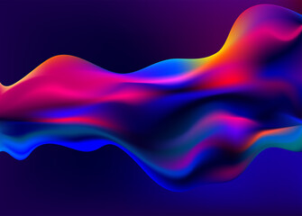 Abstract liquid holographic gradient shape. 3D Vector design element. - obrazy, fototapety, plakaty