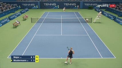 Tennis Championship Match Sports TV Broadcast Montage. Two Female Tennis Players Playing. Professional Women Athletes on a Tournament. Live Network Channel Television Playback With Audience - Powered by Adobe