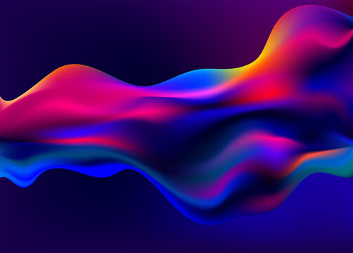 Abstract liquid holographic gradient shape. 3D Vector design element.