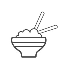 Vector linear icon with plate of rice