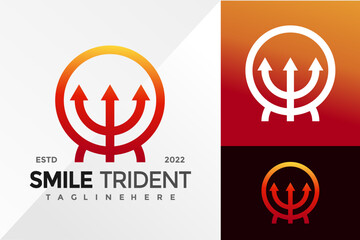 Smile Trident Modern Logo Design Vector illustration template