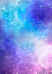 縦長ポスターに使える 美しい宇宙 星空のイラスト背景素材 レインボーグラデーション  © AMONT