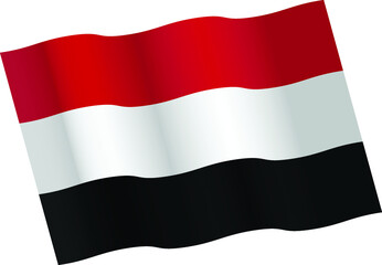 Waving Yemeni flag vector icon
