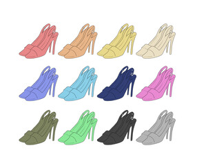 Naklejka premium サンダルのイラストセット