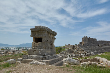 Lycian Tomb in antique city Xanthos, Turkey
