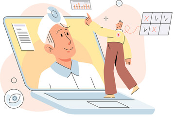 Online medical services mobile app, consultation and prescription medicine, diagnostics, professional doctor connecting and giving consultation for patient, telemedicine metaphor, health care program