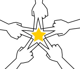 ピースで作った星マーク　角張った手のイラスト素材