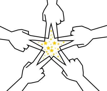 recommend clip art: ピースで作った星マーク　角張った手のイラスト素材