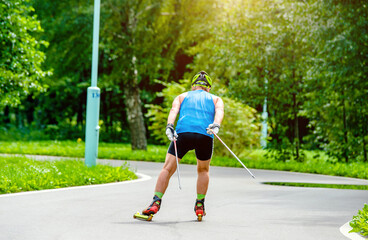 men on skier rides on the track
