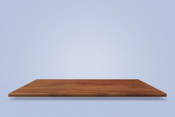 Wooden podium with shadow on a light gray background. Mockup for placing your product, advertising
