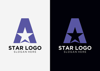 Star and letter A Logo design template.