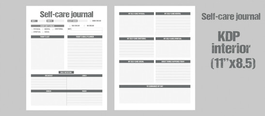 self-care journal and self care planner template