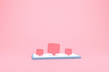 cartoon hand holding blank phone on pink background 3d rendering