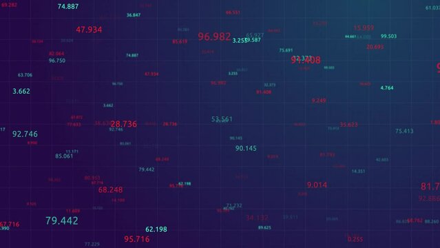 Abstract futuristic cyberspace with numbers, matrix animated background with digits. technology, finance and bitcoin concept animation. Web development, virtual space, currency rate, trading