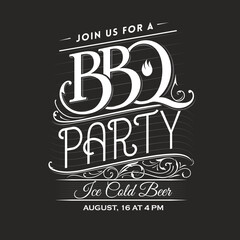 Vintage Calligraphic BBQ Party Invitation Template