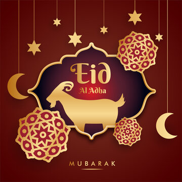 Eid al adha mubarak, happy eid ul adha celebration beautiful greeting wishes card banner vector