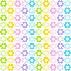 Cute Pastel Rainbow Daisy Flower Botanic Nature Abstract Shape Element Gingham Checkered Tartan Plaid Scott Seamless Pattern Cartoon Vector Illustration Print Background Fashion Fabric Picnic