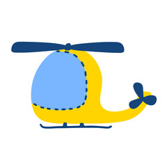 Yellow helicopter cartoon style. isolated on white background. Vector illustration