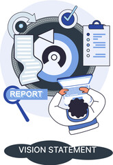 Vision statement, description of main business idea format, goals and achievements. Company mission, intelligence, planning at meeting, sales management data, biz research, strategic development