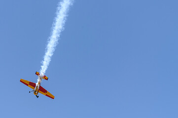 Transport plane on the blue sky. Travel and tourism on vacation.