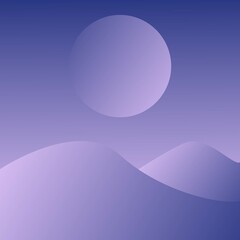 purple white gradient desert with moon