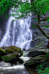 Landscape photos Khlong Lan Waterfall, the beautiful waterfall in Khlong Lan National Park of Thailand.