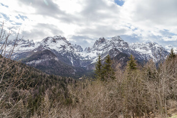 Madonna di Campiglio, Italy. March 12, 2022: Ski Resort of Madonna di Campiglio in the Morning, Italian Alps, Italy