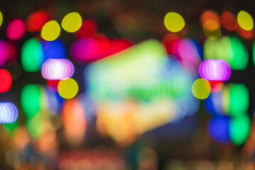 Beautiful blurred images of stage performances at night with lights from a variety of beautiful spotlights.