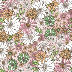 Möbelaufkleber Floral seamless pattern in retro style. Hand drawn  blossom vintage texture. Great for fabric, textile, wallaper. Vector illustration © solodkayamari
