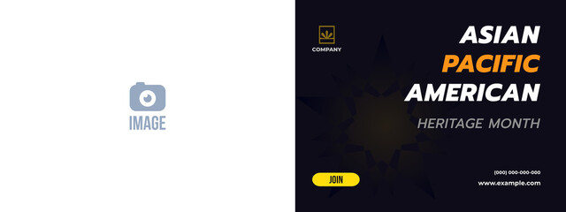 Asian American and Pacific Islander Heritage Month. Vector banner for ads, social media, card, poster, flyer. Illustration with text, ornament. Black background