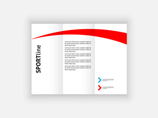 white fold brochure with red line