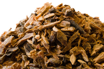 Heap of umbalakada pieces aka dry maldive fish on white background